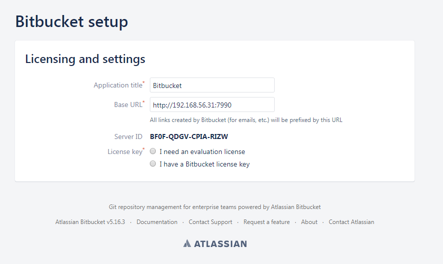 Bitbucket setup - licensing