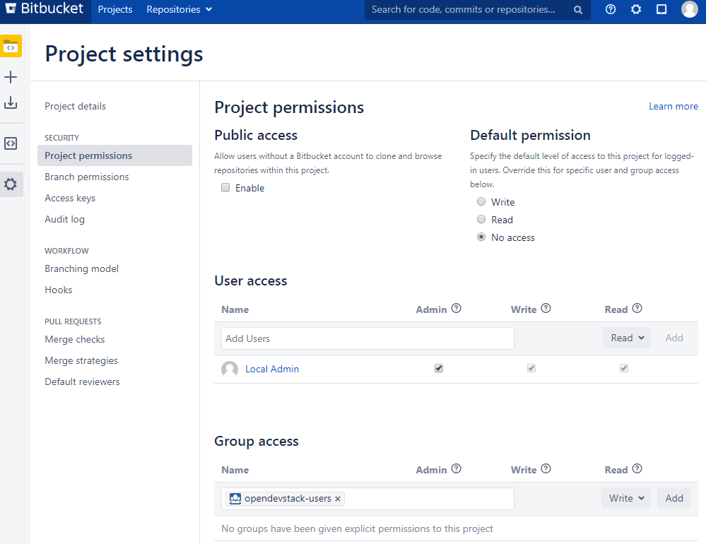 Project permissions