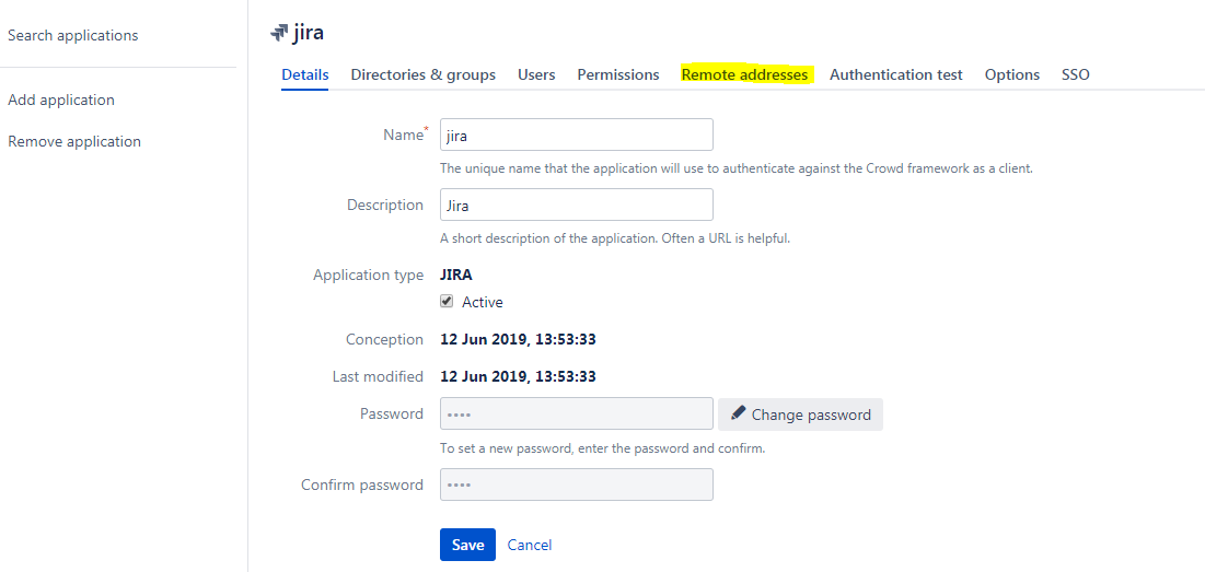 Add application - remote addresses