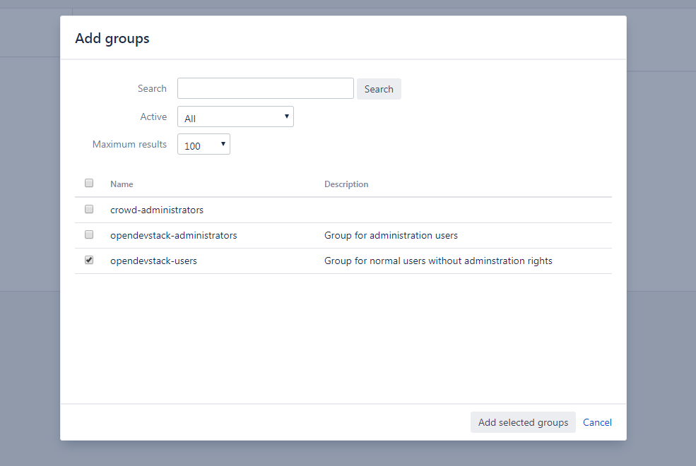 Group modal view