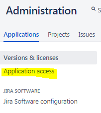 Application access menu