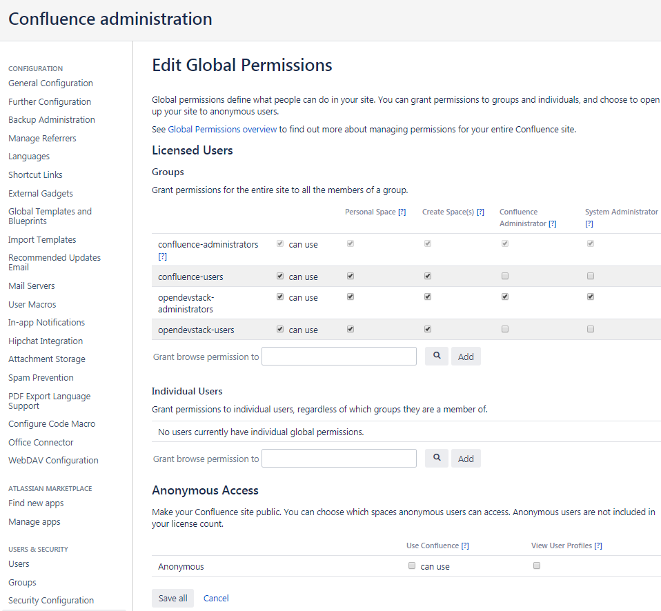 Set permissions