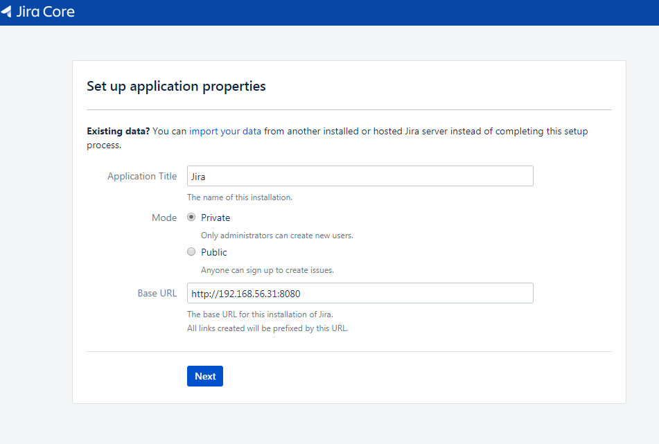 Setup application properties